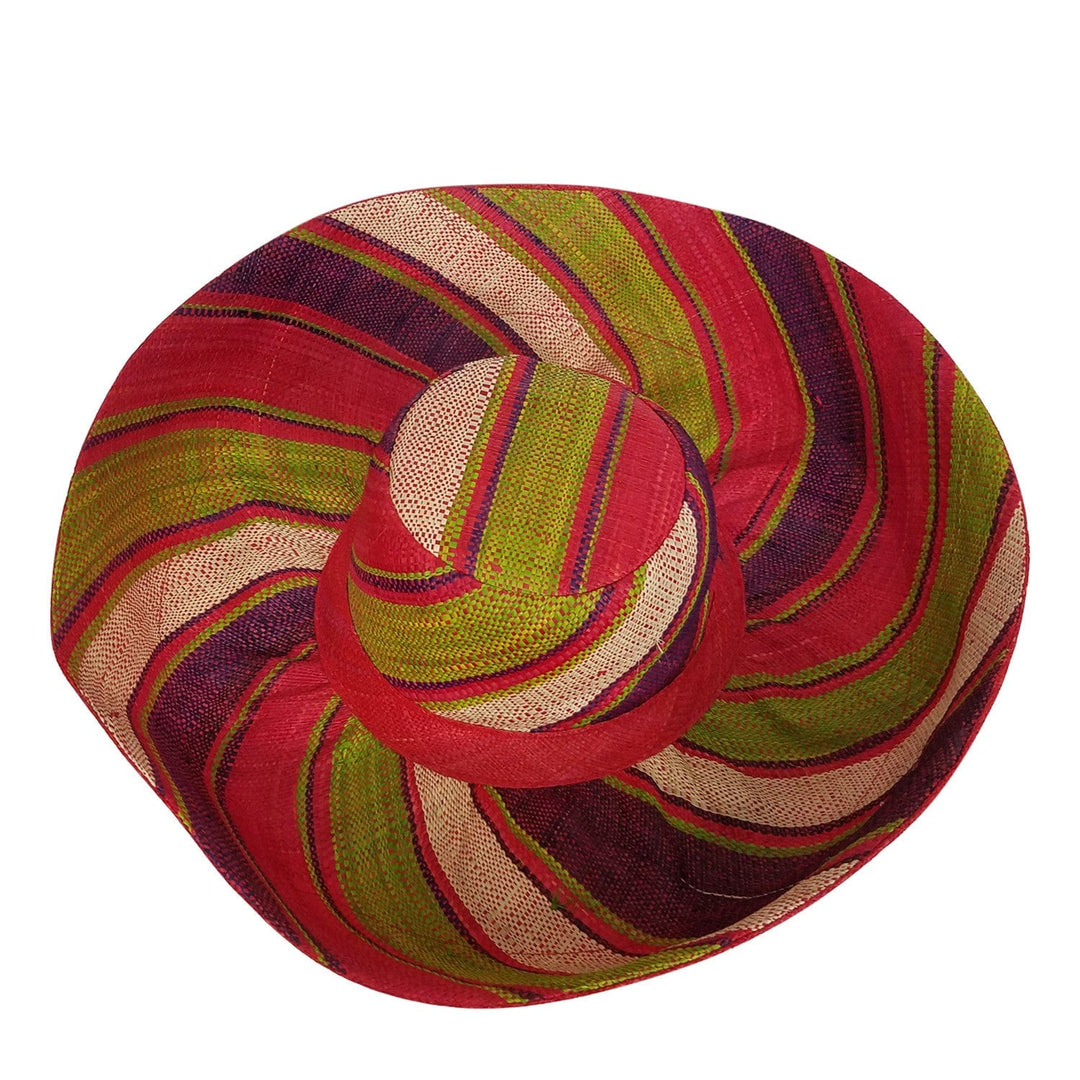 Zesiro: Authentic African Hand Made Multi-Colored Madagascar Big Brim Raffia Sun Hat