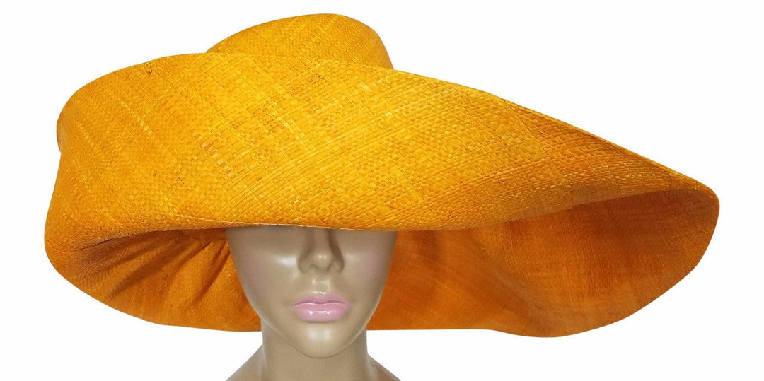 Urbi: Authentic African Hand Made Merigold Madagascar Big Brim Raffia Sun Hat