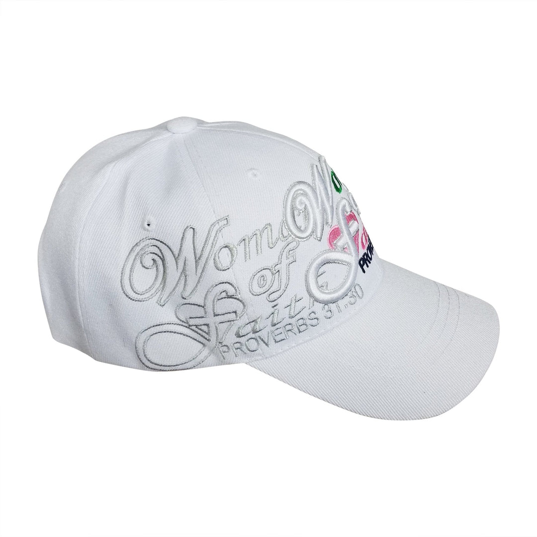 Woman of Faith: I Love Jesus Adjustable Women's Baseball Cap (White)