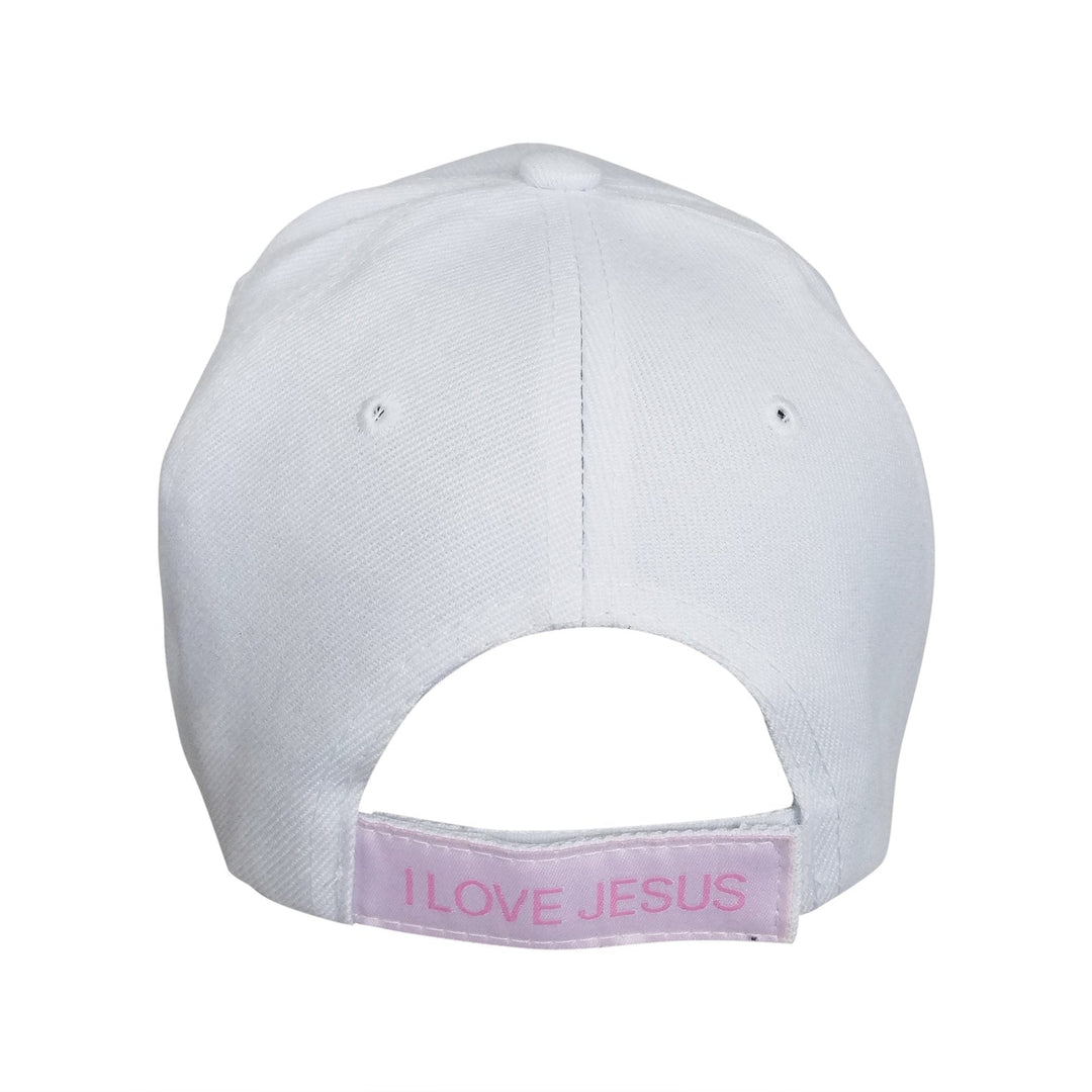 Woman of Faith: I Love Jesus Adjustable Women's Baseball Cap (White)