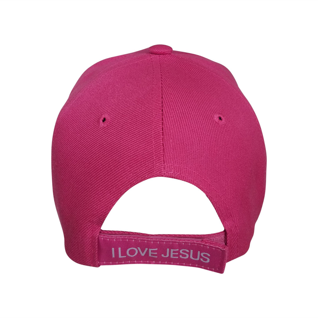 Woman of Faith: I Love Jesus Adjustable Women's Baseball Cap (Fuchsia)