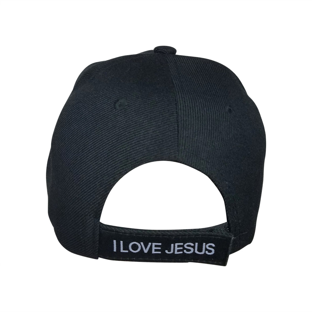 Woman of Faith: I Love Jesus Adjustable Women's Baseball Cap (Black)