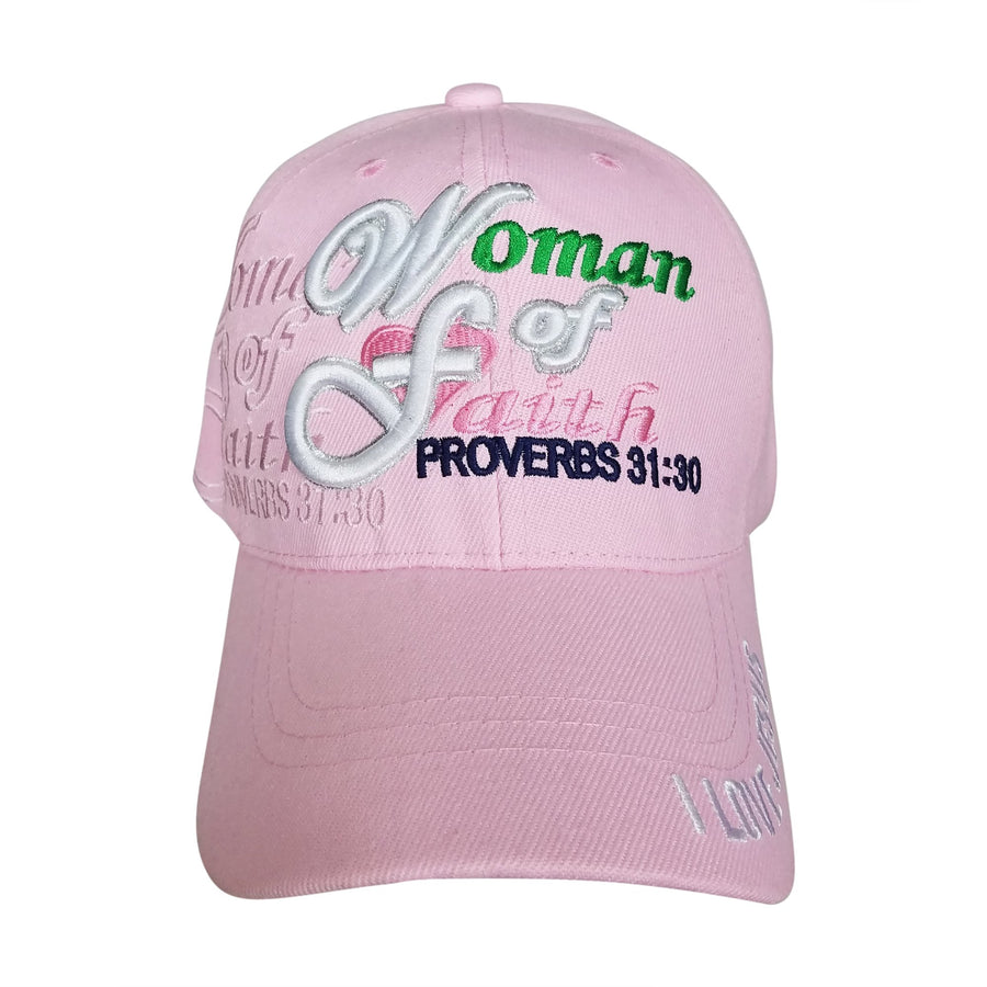 Woman of Faith: I Love Jesus Adjustable Women's Baseball Cap (Pink)