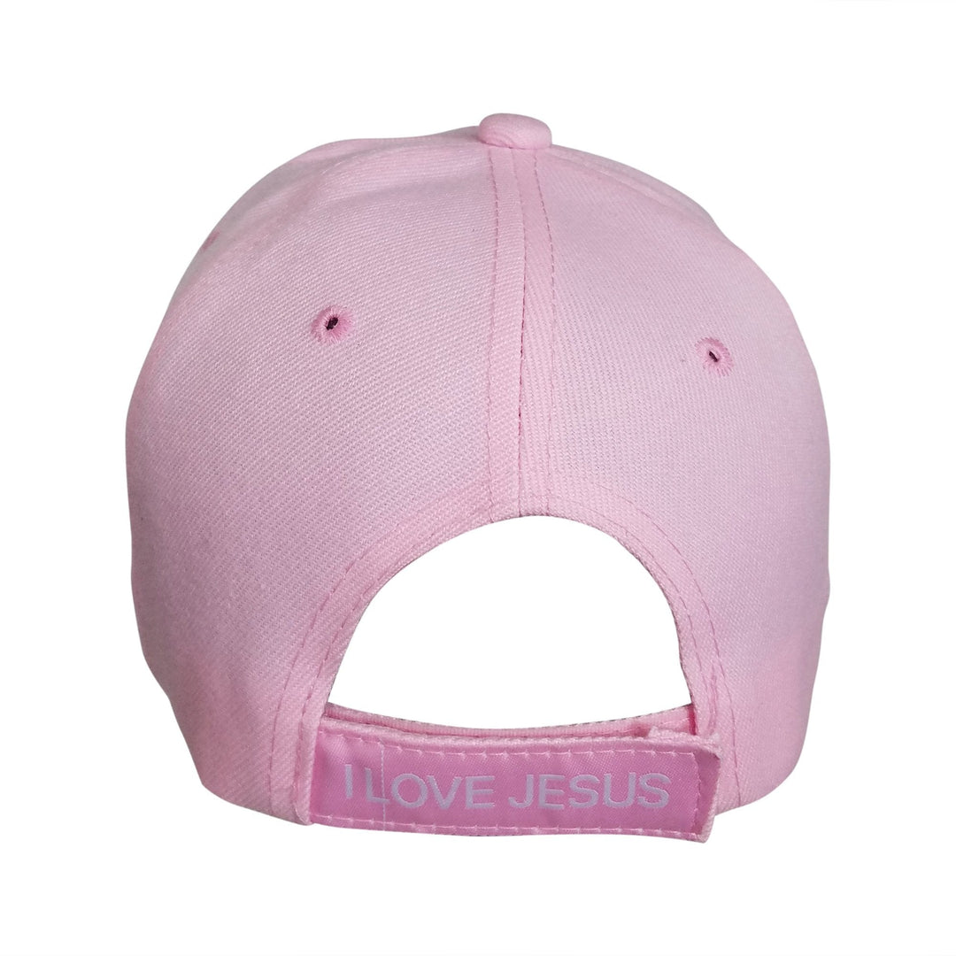 Woman of Faith: I Love Jesus Adjustable Women's Baseball Cap (Pink)