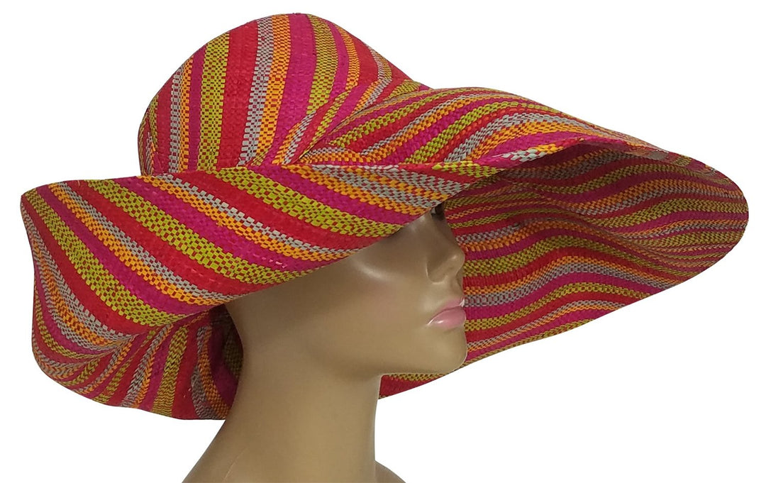 Ayoluwa: Authentic African Hand Woven Multi-Color Madagascar Raffia Big Brim Sun Hat
