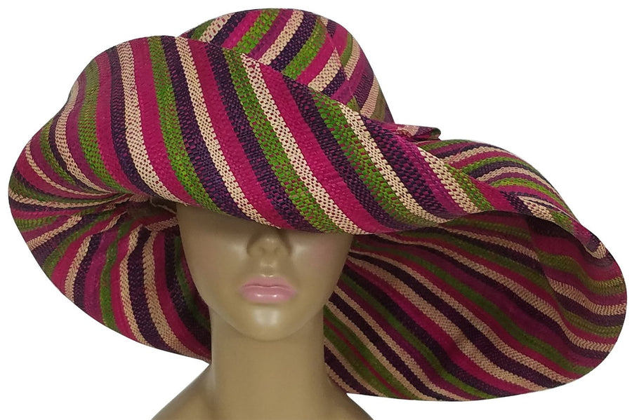 Ayofemi: Authentic African Hand Woven Multi-Color Madagascar Raffia Big Brim Sun Hat