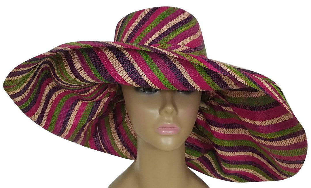 Ayofemi: Authentic African Hand Woven Multi-Color Madagascar Raffia Big Brim Sun Hat