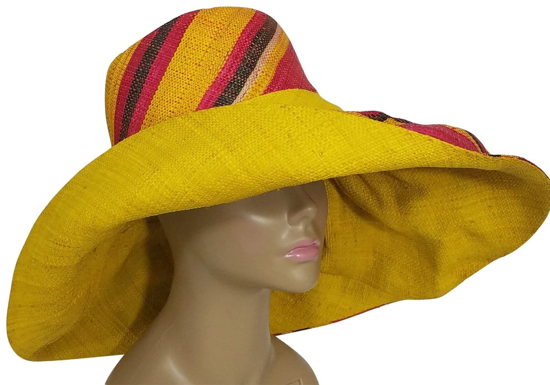 Ayobami: Authentic African Hand Woven Multi-Color Madagascar Raffia Big Brim Sun Hat
