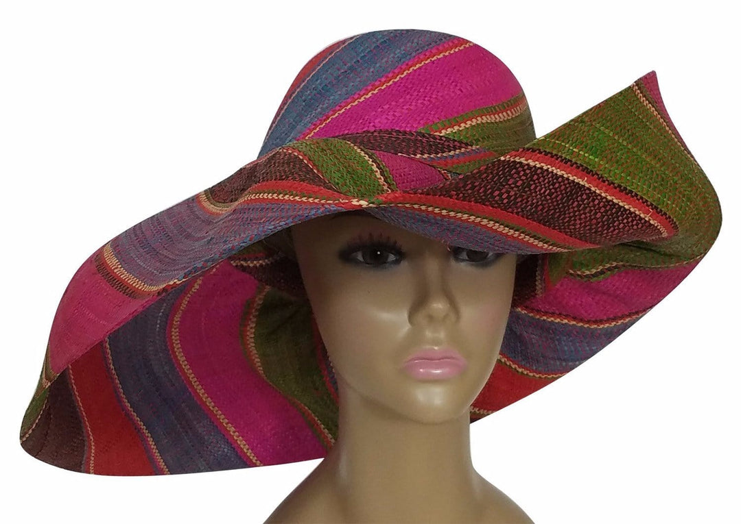 Alile: Hand Made Multicolored Madagascar Big Brim Raffia Sun Hat