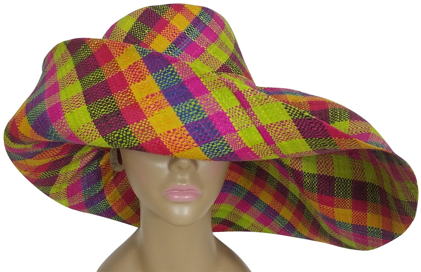 2 of 3: Ayobunmi: Authentic African Hand Woven Multi-Color Madagascar Raffia Big Brim Sun Hat
