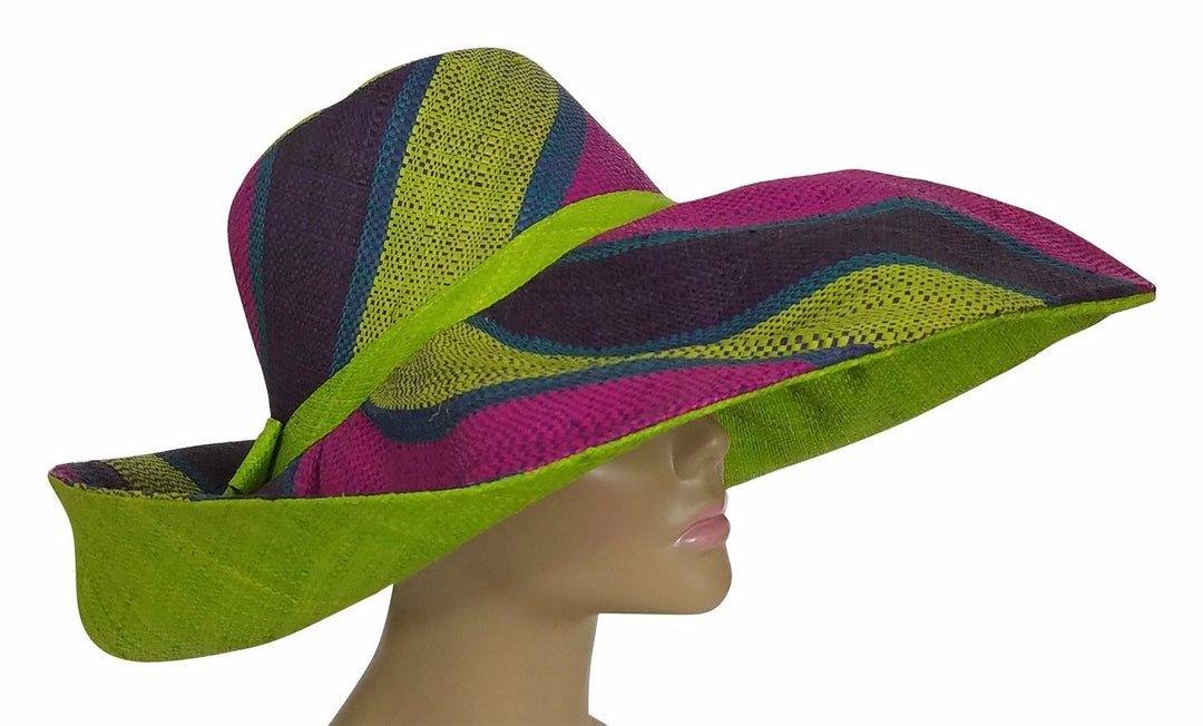 Ama: Hand Made Multicolored Madagascar Big Brim Raffia Sun Hat