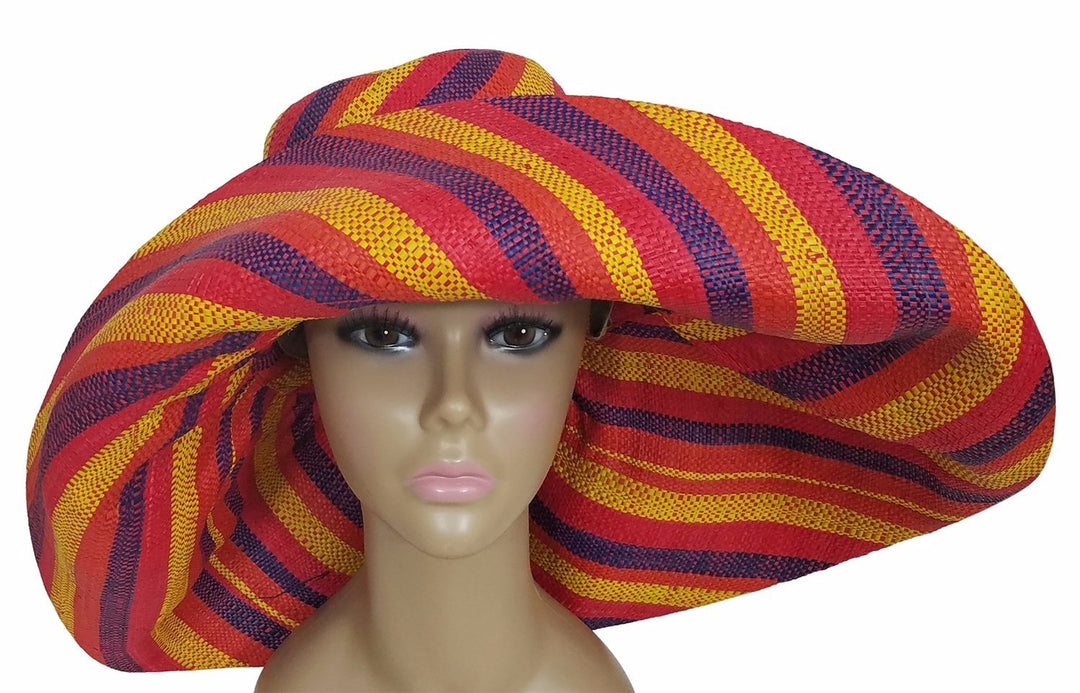 Akua: Authentic African Hand Woven Multi-Color Madagascar Raffia Big Brim Sun Hat
