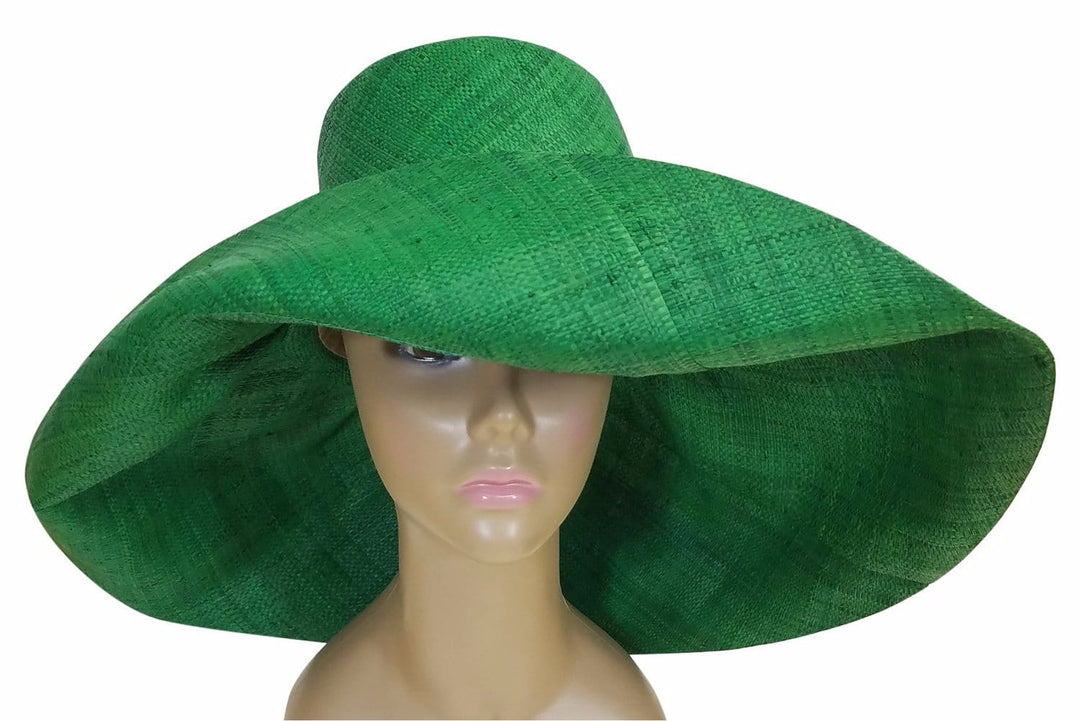 Tusajigwe: Authentic African Hand Made Green Madagascar Big Brim Raffia Sun Hat