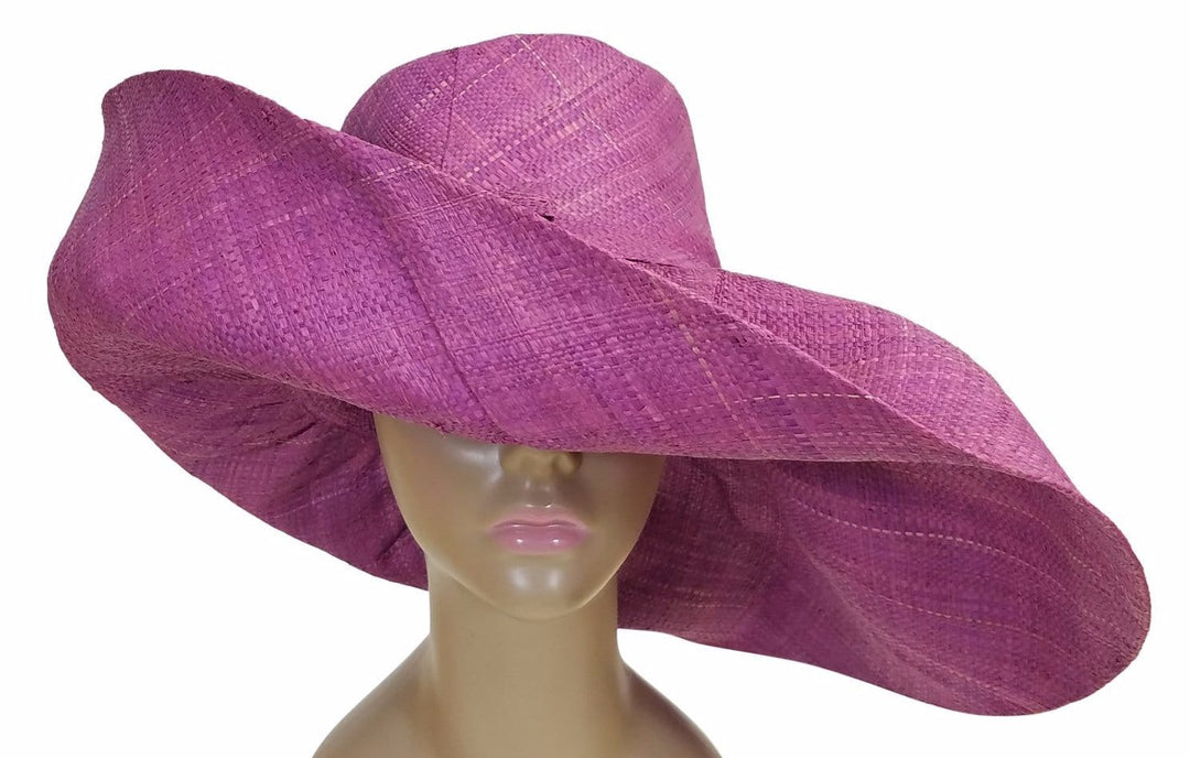 Tulinagwe: Authentic African Hand Made Lavender Madagascar Big Brim Raffia Sun Hat