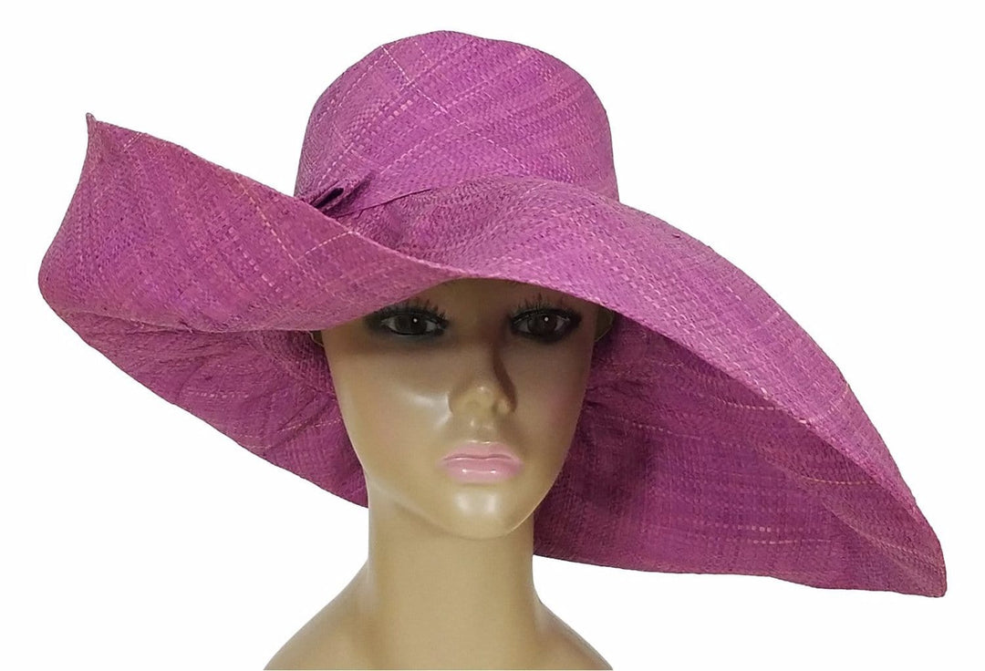 Tulinagwe: Authentic African Hand Made Lavender Madagascar Big Brim Raffia Sun Hat