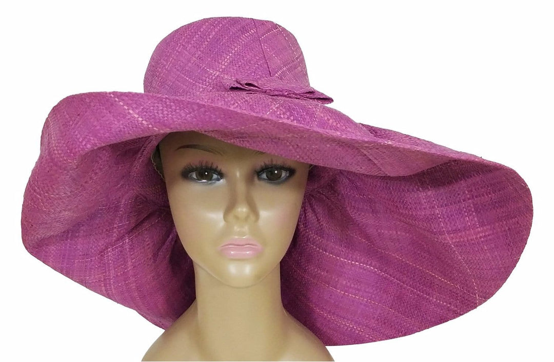 Tulinagwe: Authentic African Hand Made Lavender Madagascar Big Brim Raffia Sun Hat