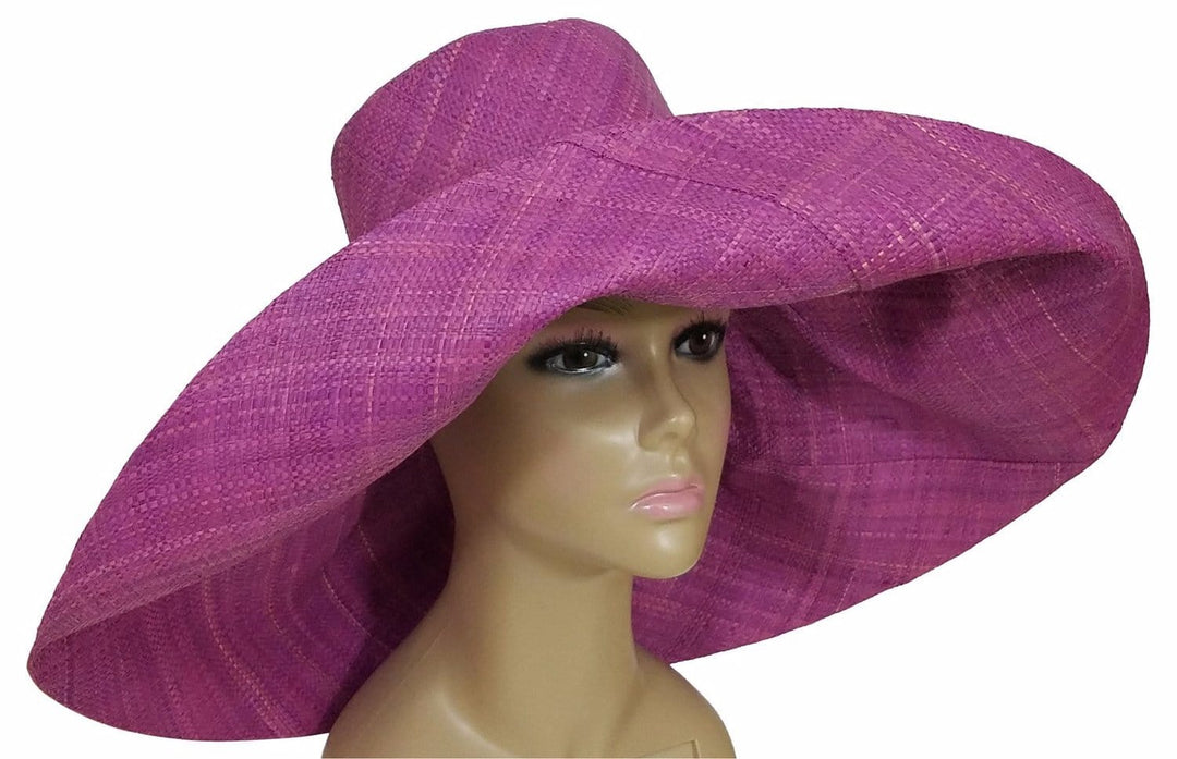 Tulinagwe: Authentic African Hand Made Lavender Madagascar Big Brim Raffia Sun Hat