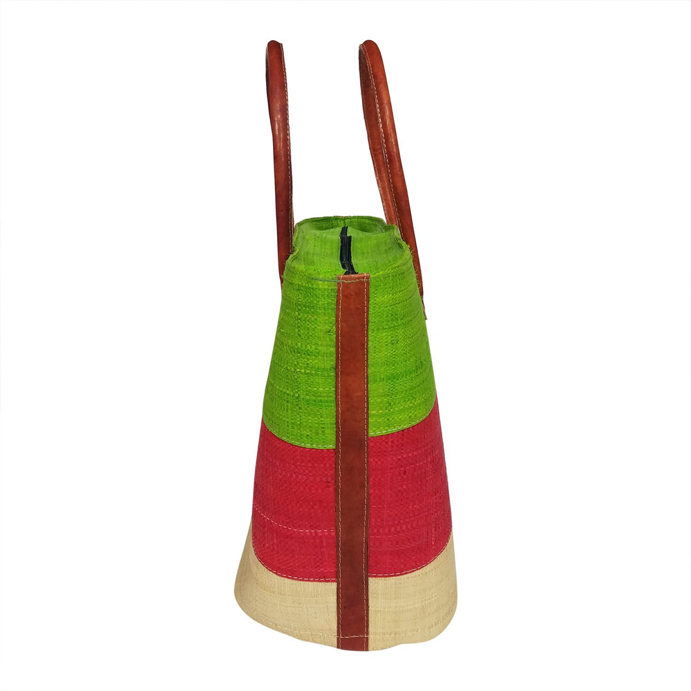 Anja: Authentic Handmade Multicolored Madagascar Raffia Wave Hand Bag