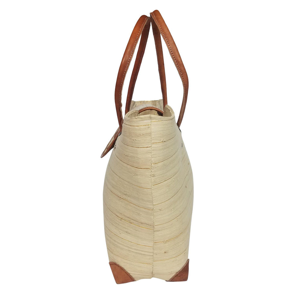 Manou: Authentic Hand Woven Natural/Cream Madagascar Raffia Voninkazo Hand Bag