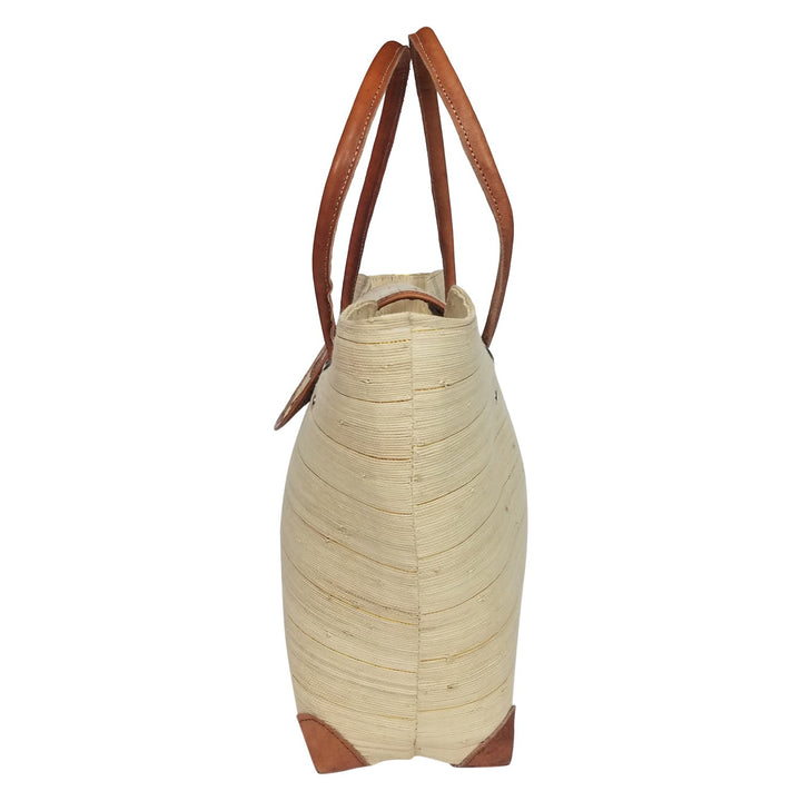 Manou: Authentic Hand Woven Natural/Cream Madagascar Raffia Voninkazo Hand Bag