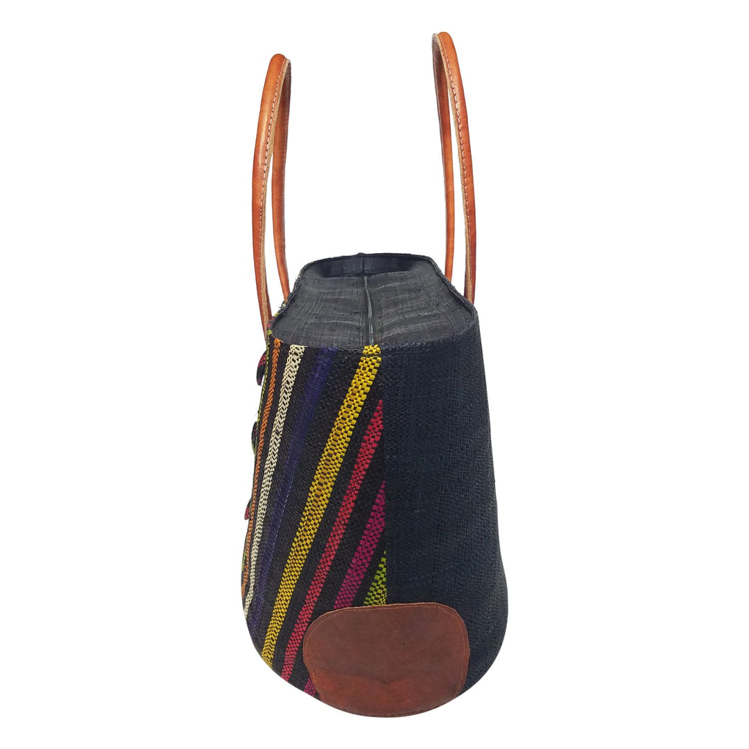 Antsa: Authentic Handmade Multicolor Madagascar Raffia Buttons Hand Bag