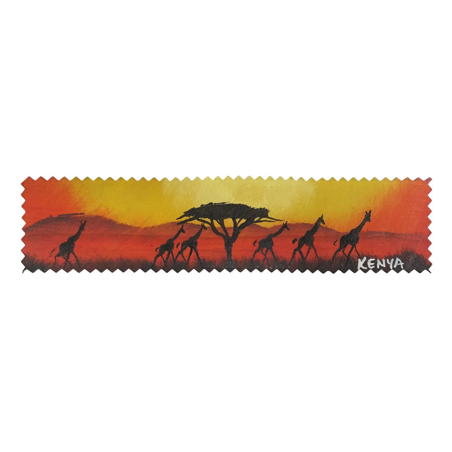 Giraffe Sunset: Authentic African Leather Bookmark by Henry Mburu