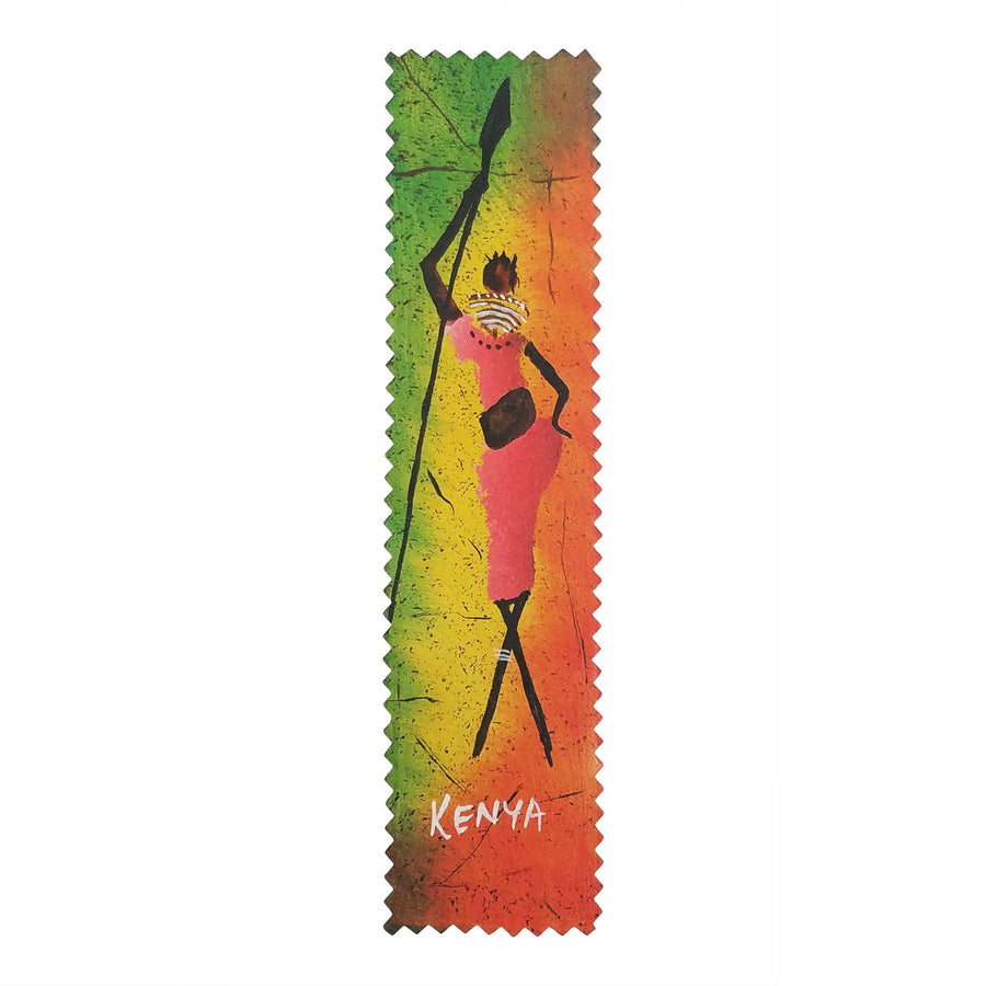 Maasai II: Authentic African Hand Painted Leather Bookmark by Henry Mburu