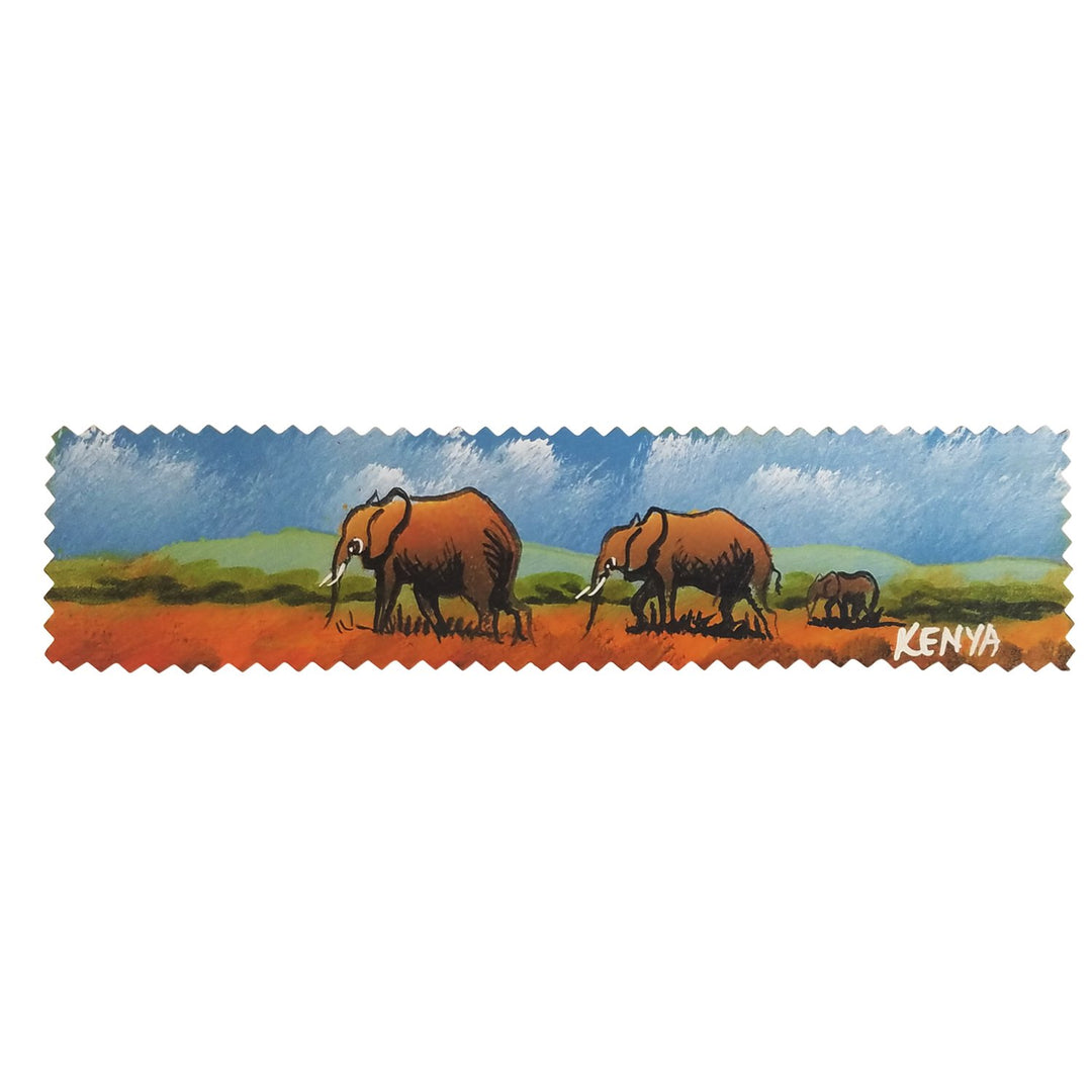Elephant II: Authentic African Hand Painted Leather Bookmark Henry Mburu
