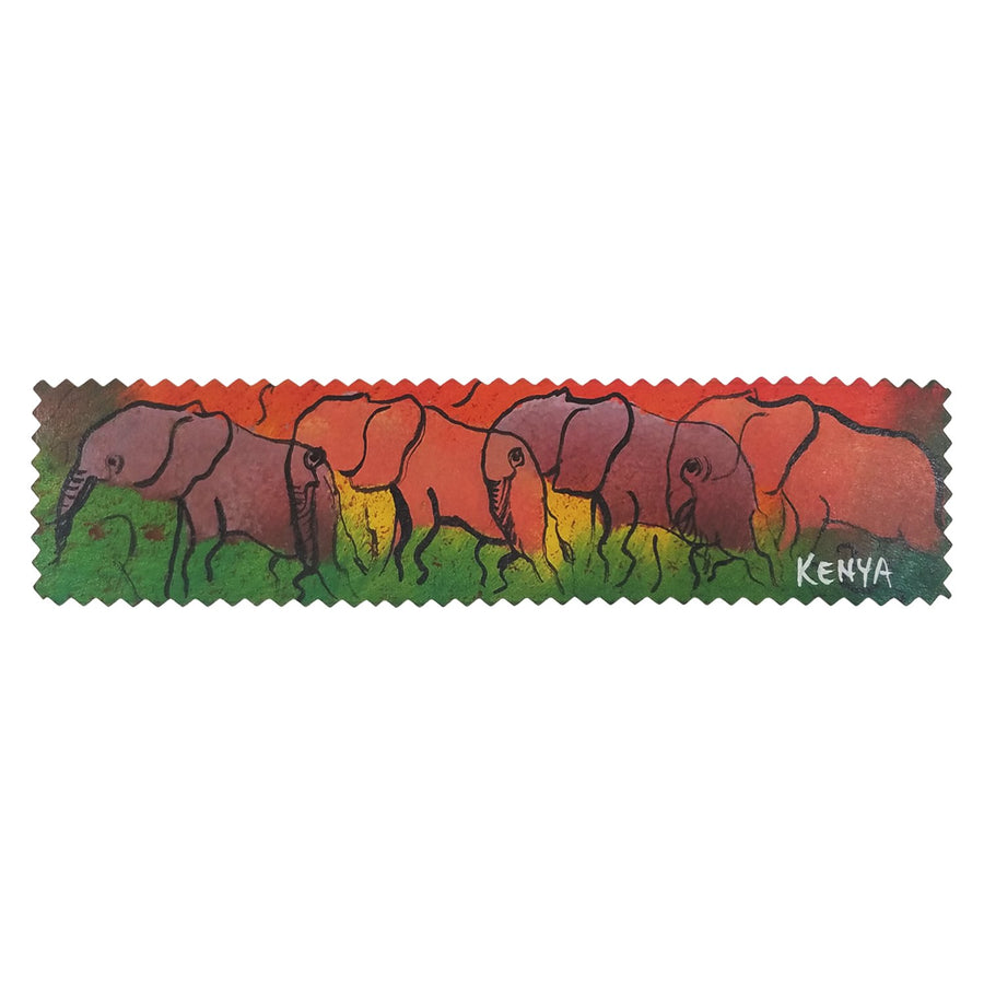 Elephant III: Authentic African Hand Painted Leather Bookmark by Henry Mburu