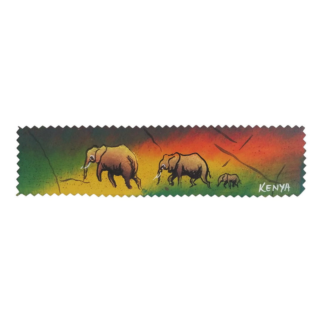 Elephant V: Authentic African Hand Painted Leather Bookmarks by Henry Mburu