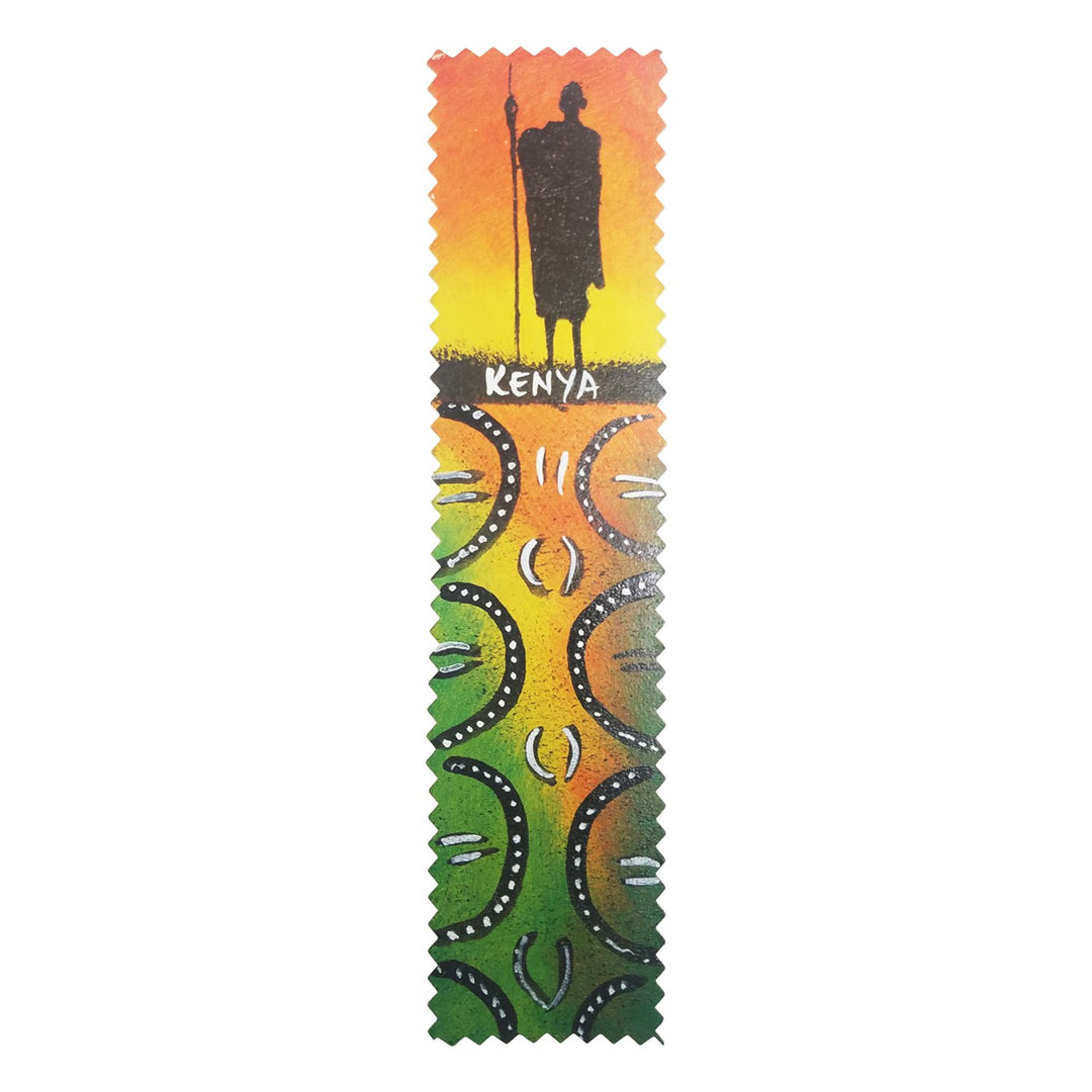 Kenya (Male): Authentic African Hand Painted Leather Bookmark by Henry Mburu