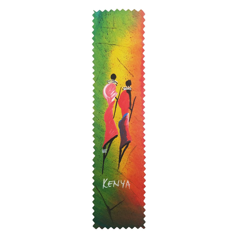 Maasai III: Authentic African Hand Painted Leather Bookmark by Henry Mburu