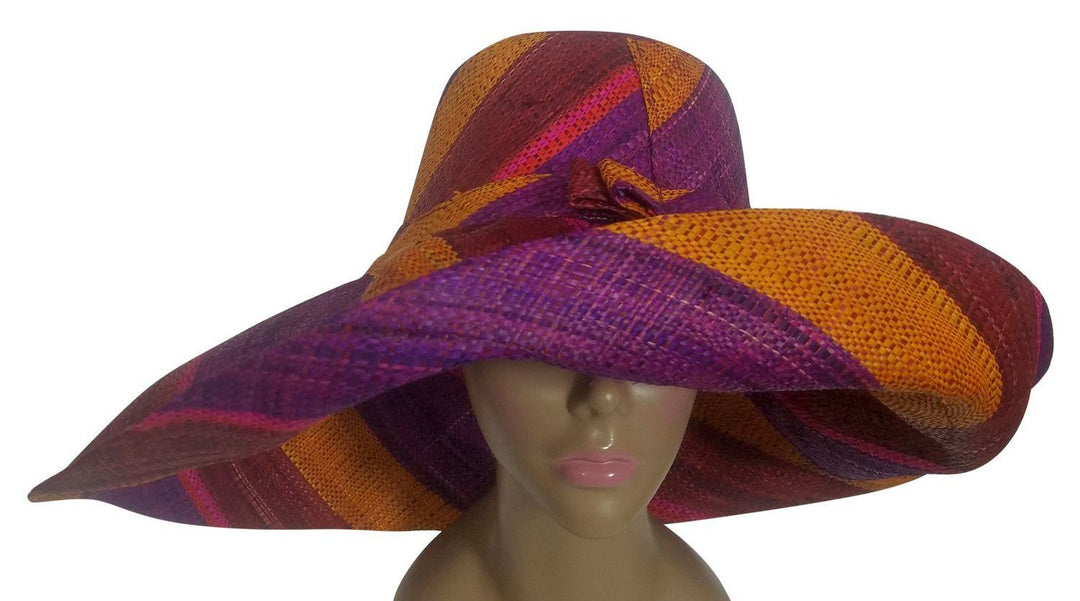 Boitumelo: Authentic African Handwoven Multicolor Madagascar Big Brim Raffia Sun Hat