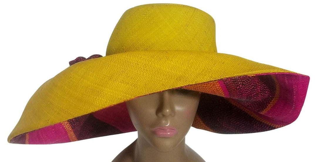 Bamidele: Authentic African Handwoven Multicolor Madagascar Big Brim Raffia Sun Hat