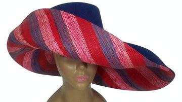 Bapoto: Authentic African Handwoven Multicolor Madagascar Big Brim Raffia Sun Hat
