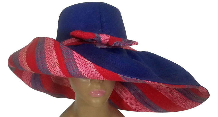 Bapoto: Authentic African Handwoven Multicolor Madagascar Big Brim Raffia Sun Hat
