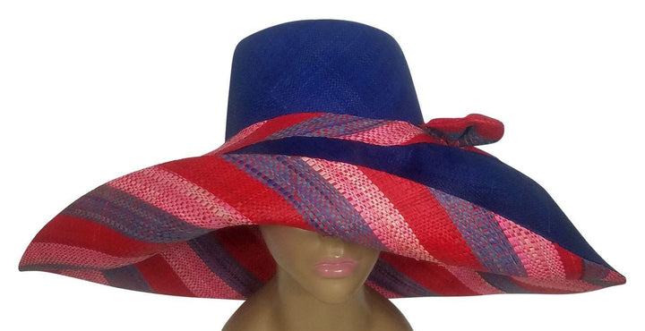 Bapoto: Authentic African Handwoven Multicolor Madagascar Big Brim Raffia Sun Hat