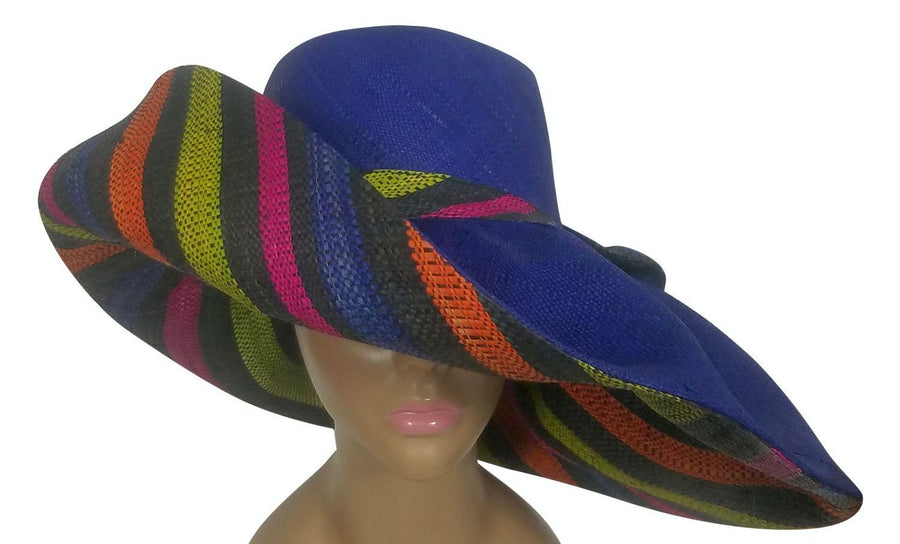 Adongo: Handwoven Multicolor Madagascar Big Brim Raffia Sun Hat