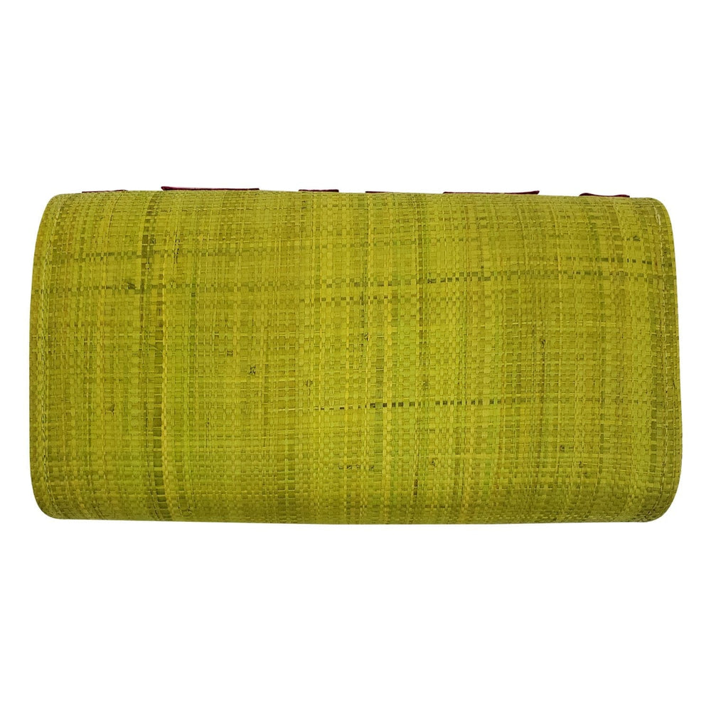 Raffia Clutch-Clutch-The Raffia Boutique-11x6 inches-Light Green with Fuchsia Accents-The Black Art Depot