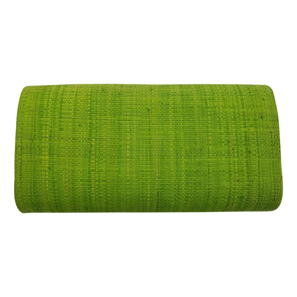 Authentic Handwoven Light Green Madagascar Raffia Clutch with Black Accents