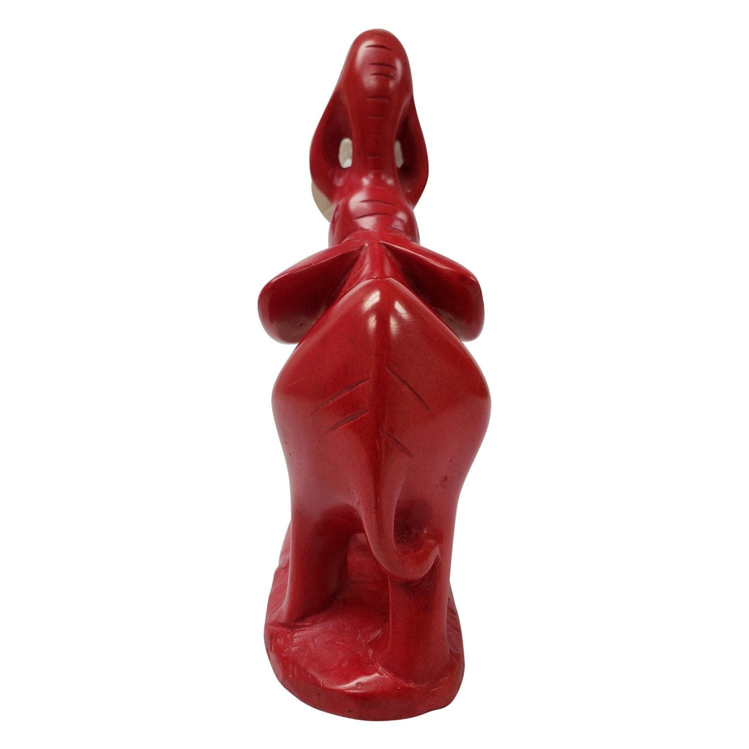 Authentic African Handmade Soapstone Red & White Elephant Figurine