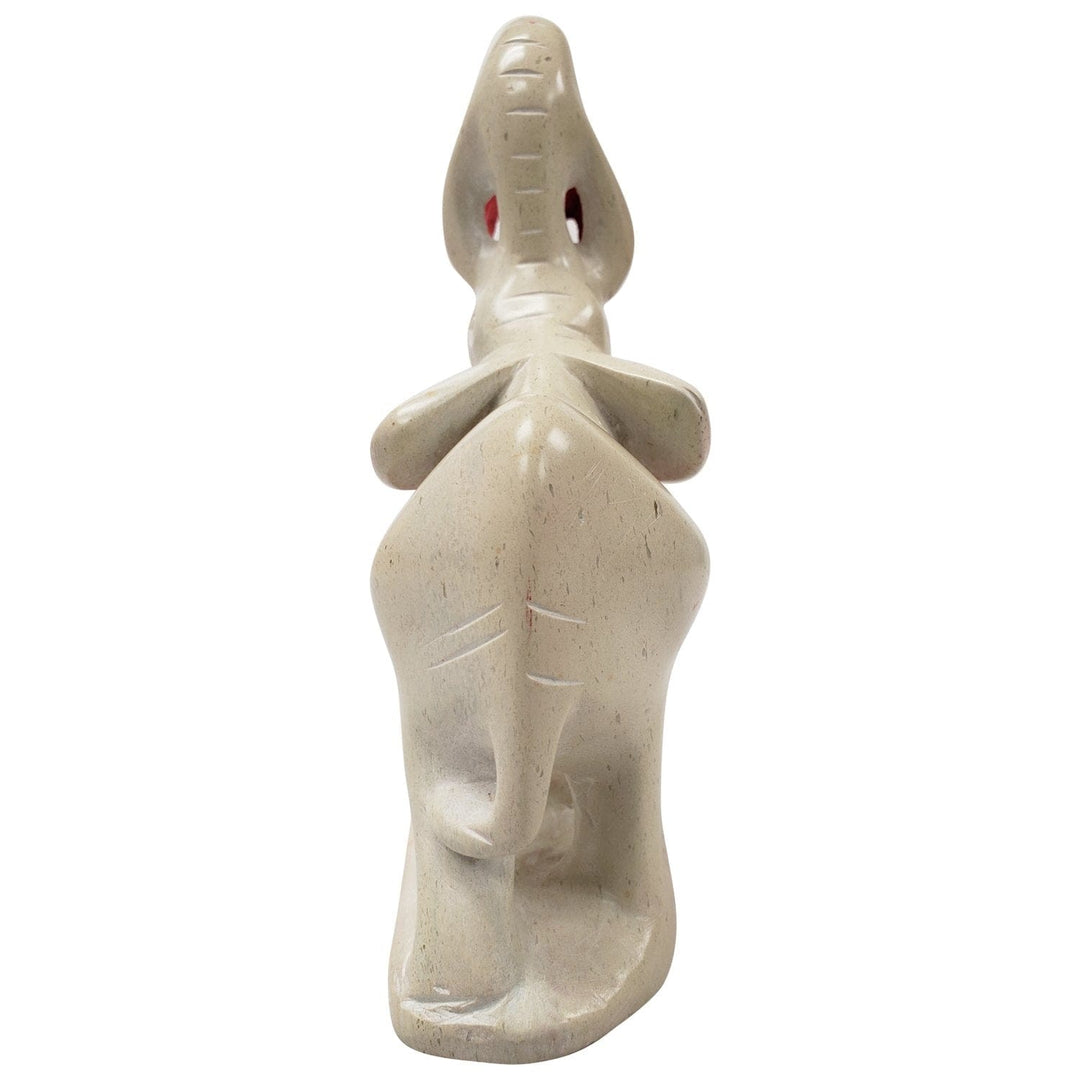 Authentic African Handmade Soapstone Red & White Elephant Figurine