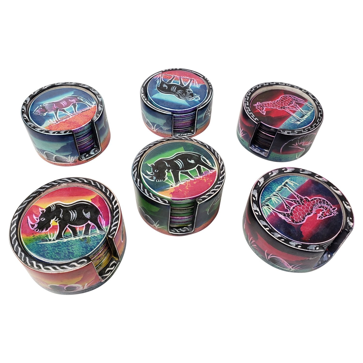 6 of 8: Serengeti at Sunset: Authentic African Hand Made Soapstone Coasters by Boutique Africa