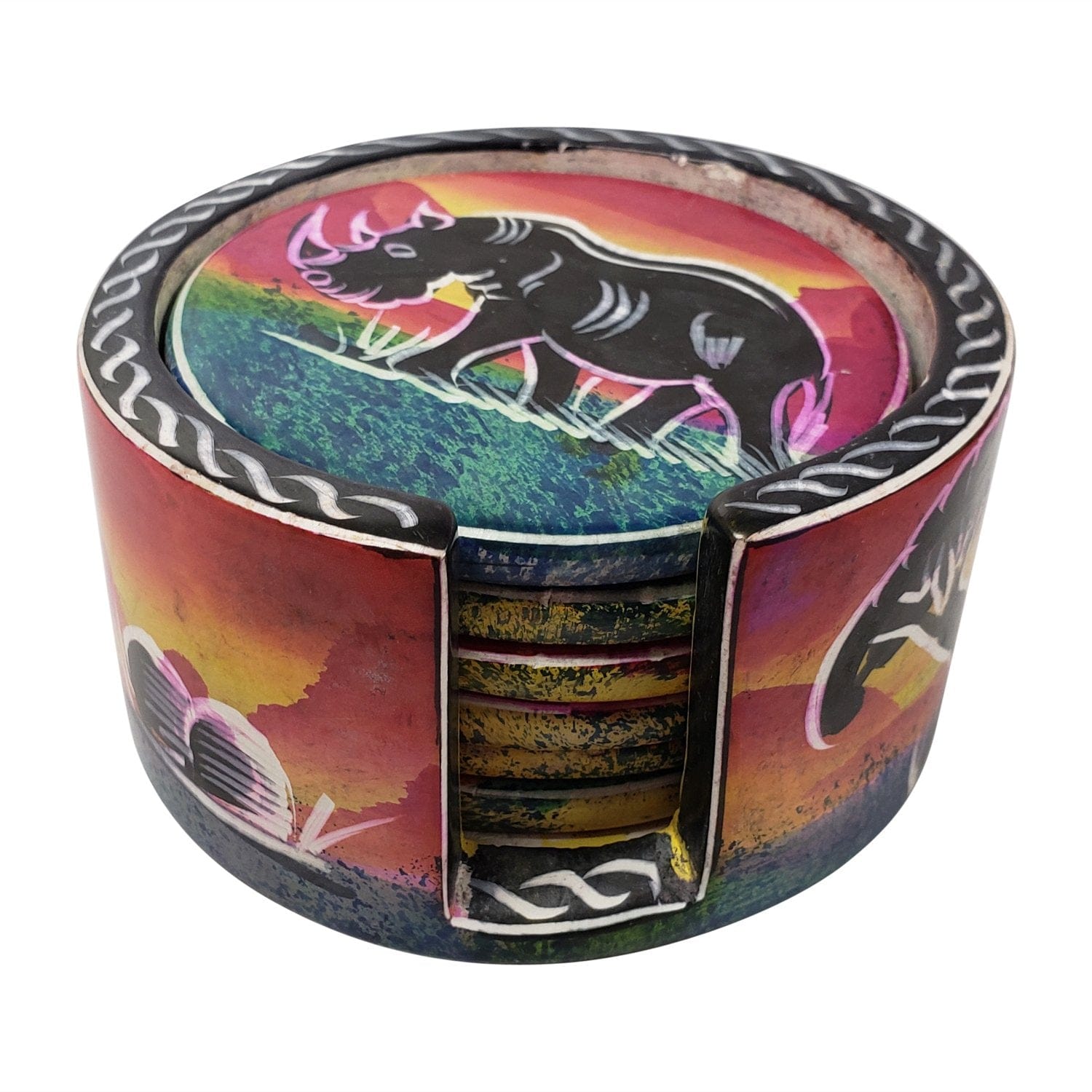 Authentic African Hand Made Serengeti Sunset Soapstone Coasters