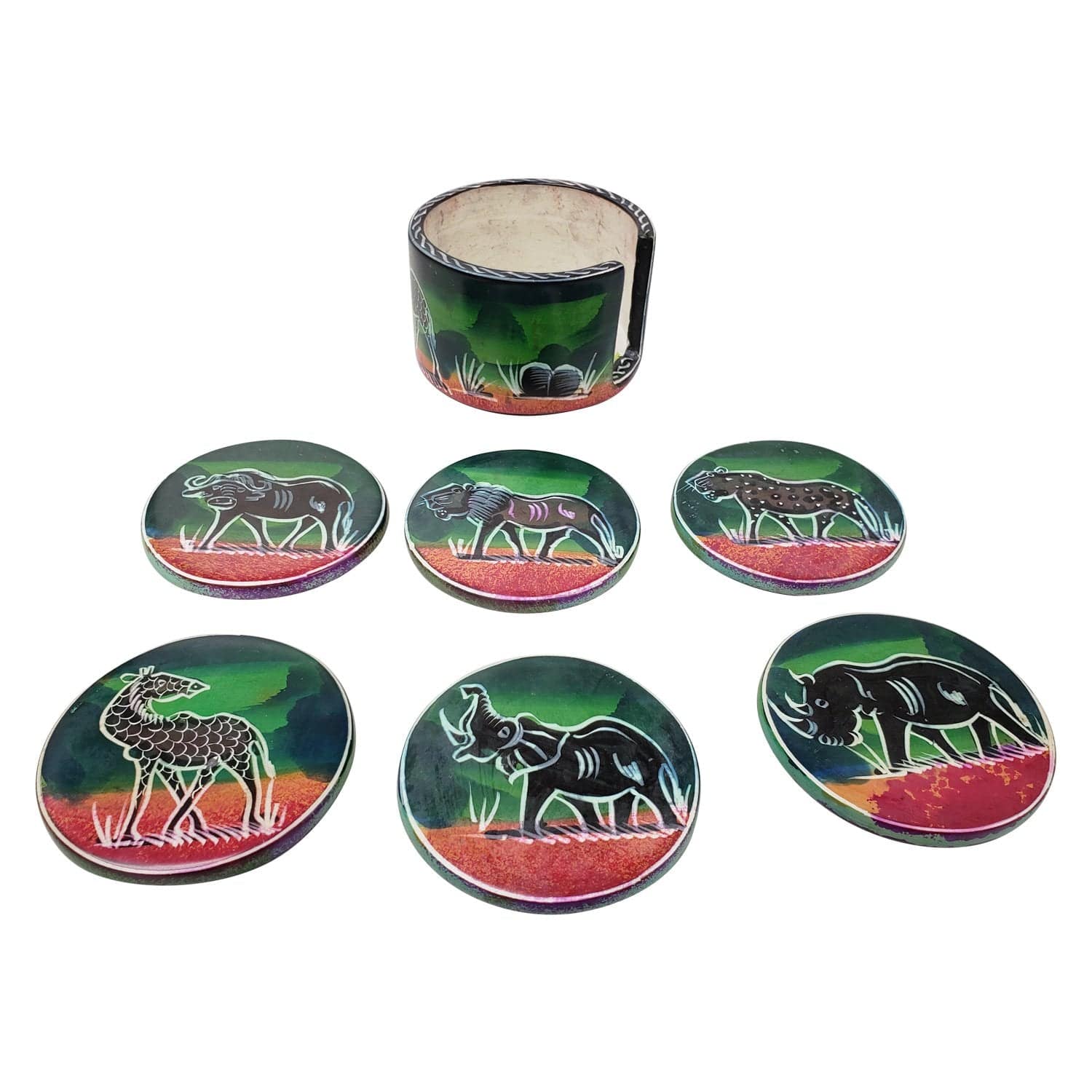African Coasters Authentic African Hand Made Serengeti Sunset Soapstone Coasters – The ...