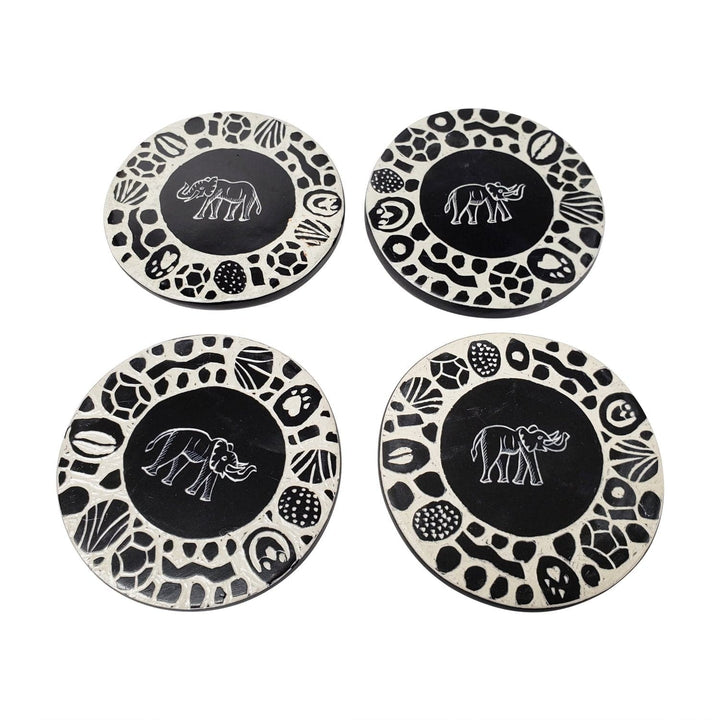 Authentic African Hand Made Soapstone Coaster Set (Kenya) by Boutique Africa