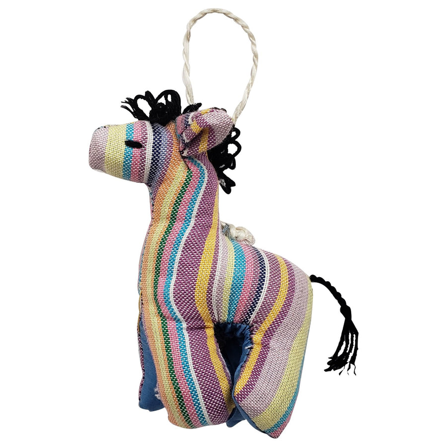 Zebra: Authentic African Hand Made Kikoi Fabric Stuffed Christmas Ornament