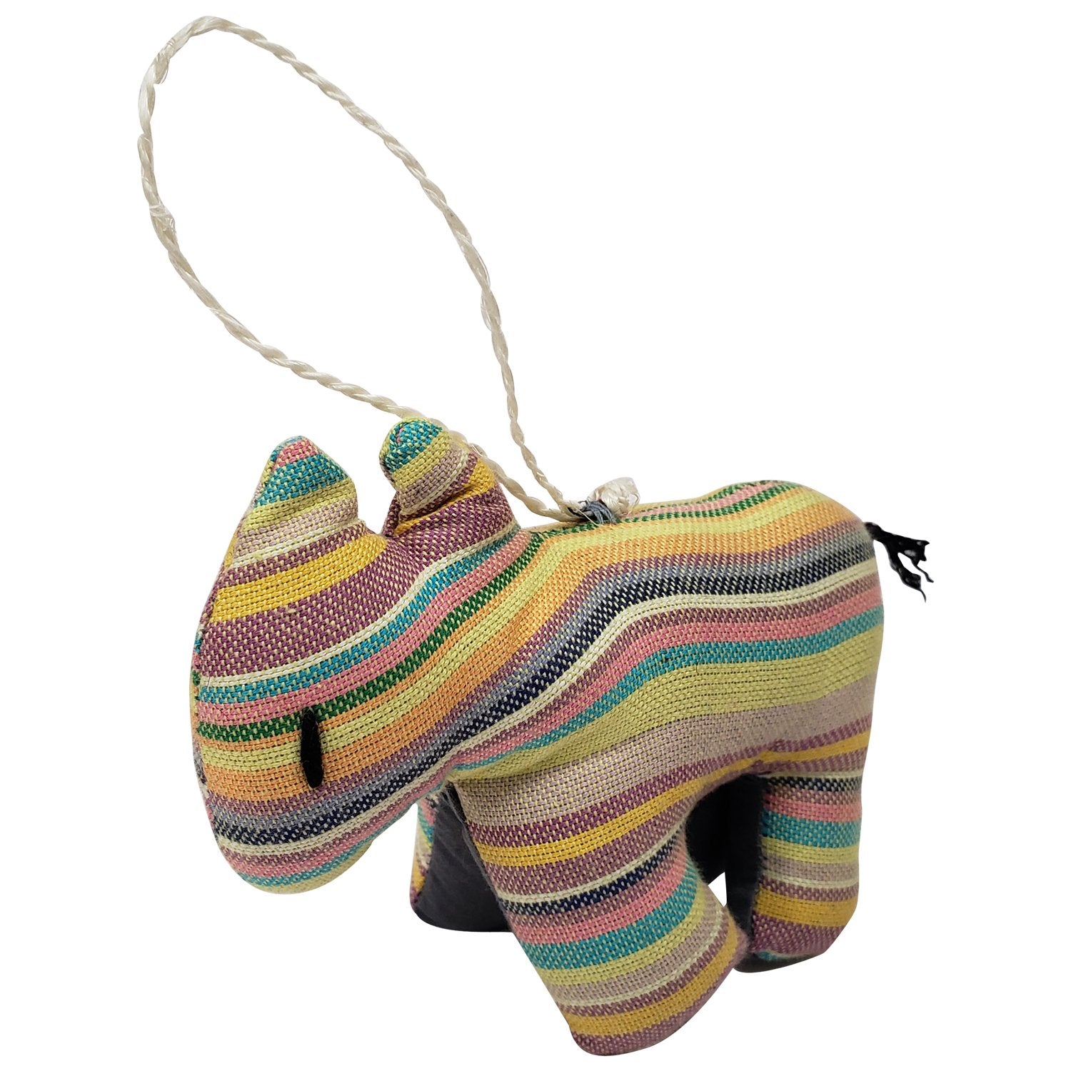 2 of 2: Rhino: Authentic Hand Made African Stuffed Animal Christmas Ornament (4.5 inches)