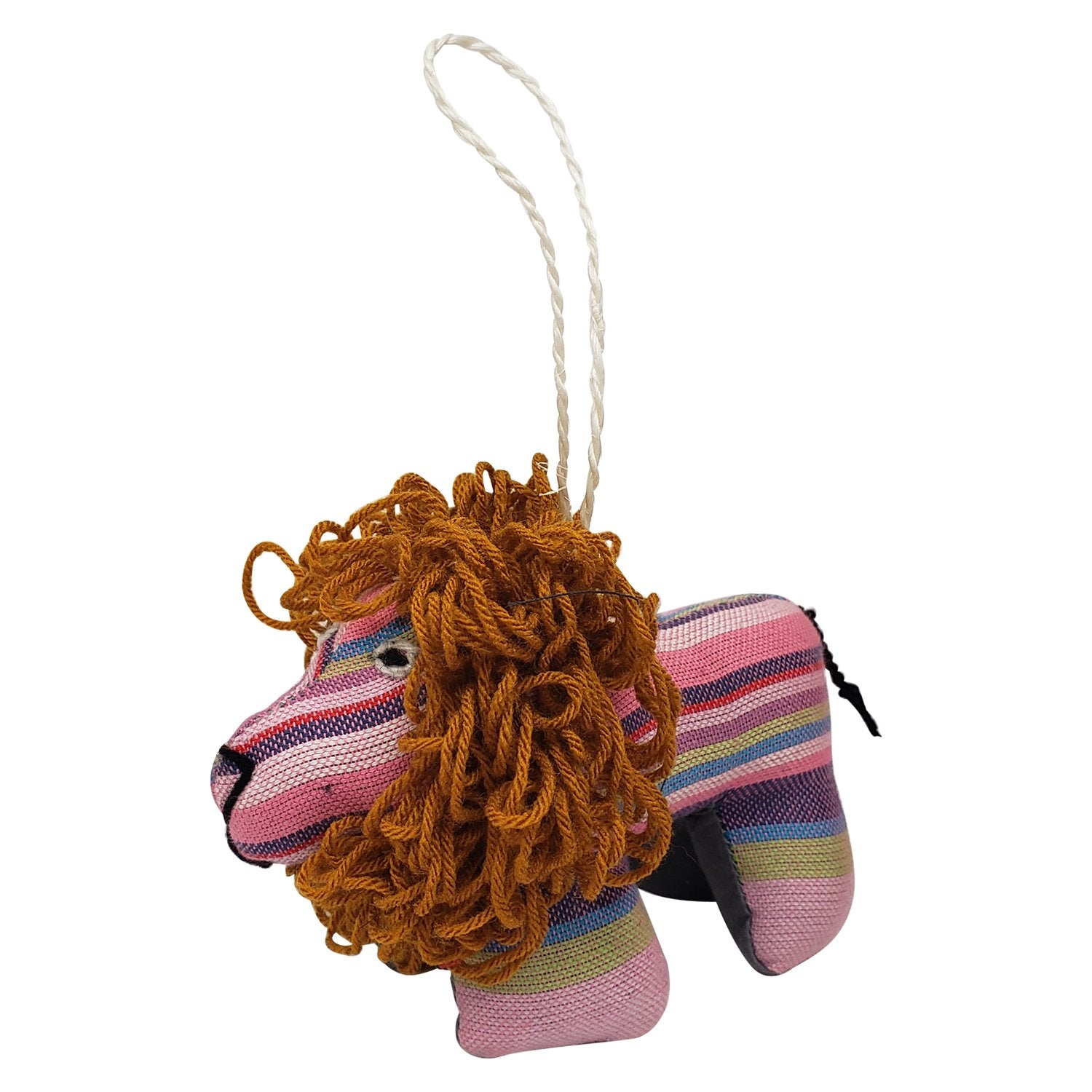 3 of 3: Lion: Authentic African Handmade Kikoi Fabric Stuffed Animal Christmas Ornament