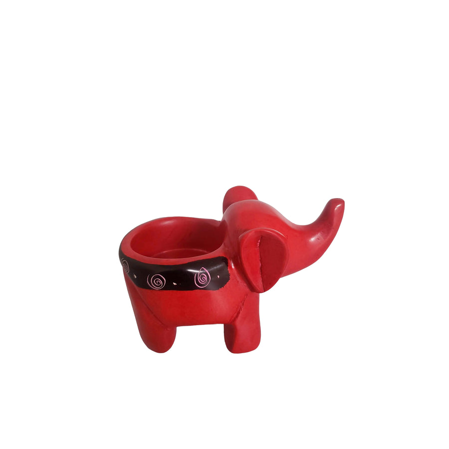 Authentic African Elephant Soapstone Tea Light Candleholder (Kenya)